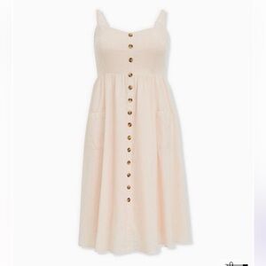 NWT TORRID Light Pink Linen Button Midi Dress